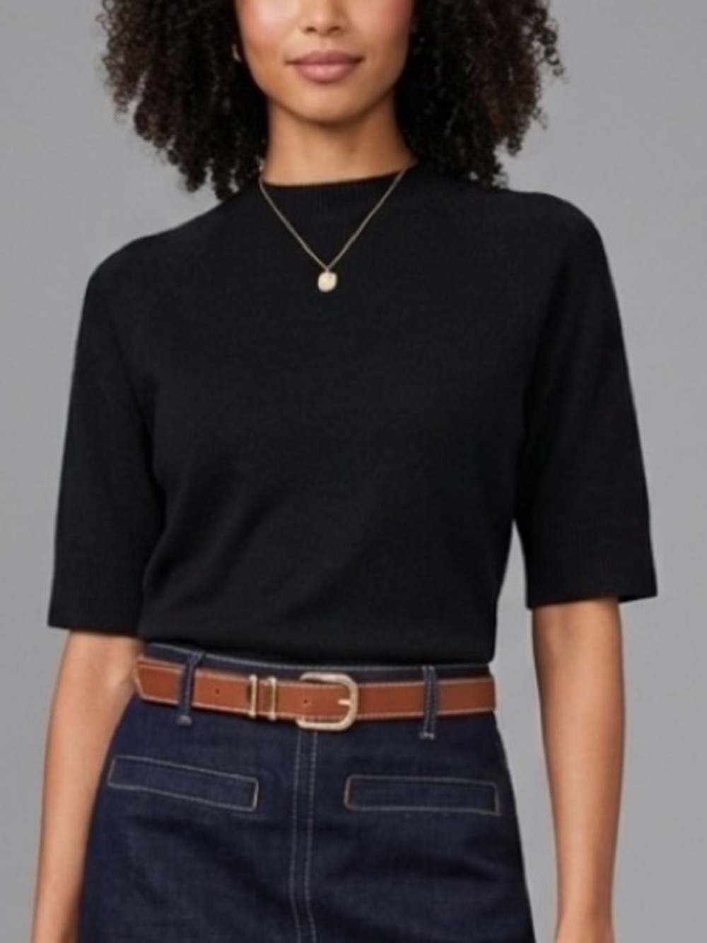 Vince Camuto Short-Sleeve Raglan Mockneck Sweater Size L NWT